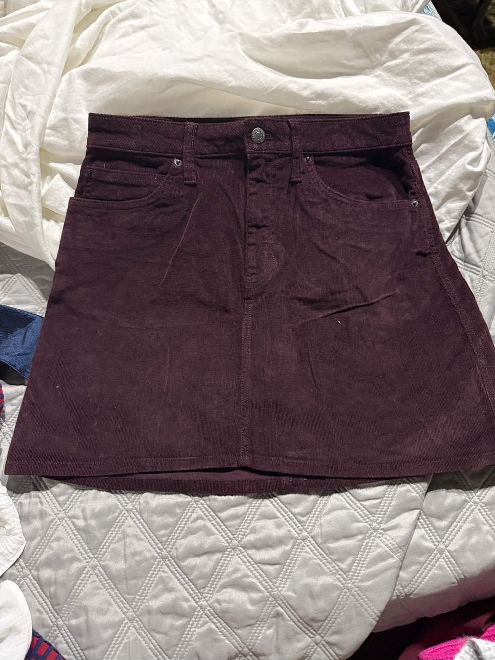 Calvin Klein Jeans Corduroy Mini Skirt in Deep Plum